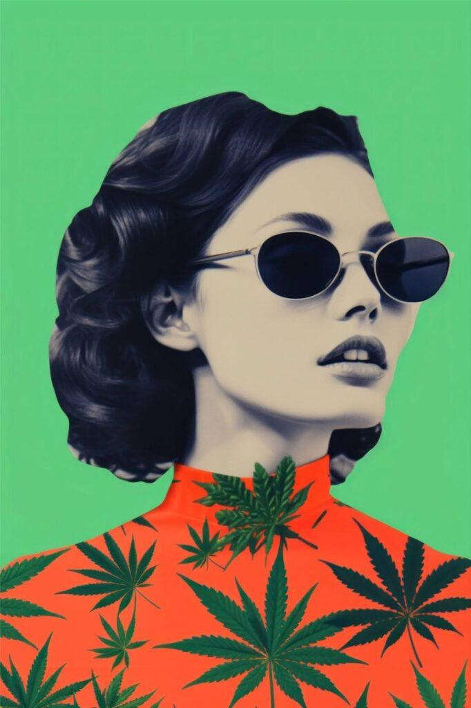 Abstract image of a woman wearing a designers hemp outfit
